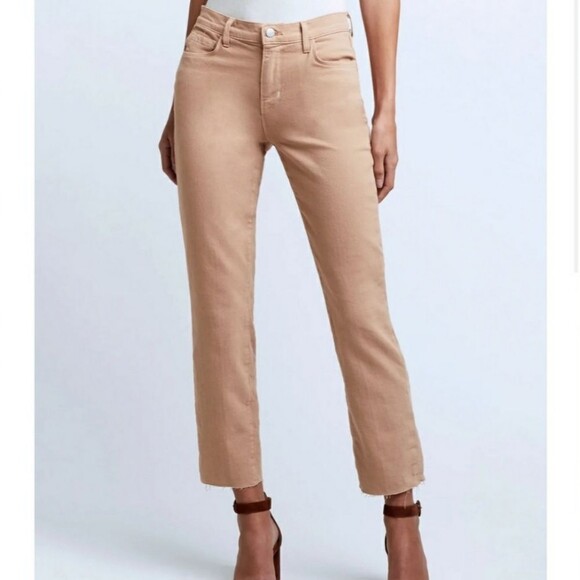 L'Agence Sada Cropped Slim High-Rise Jeans in Light Mocha - Picture 2 of 9
